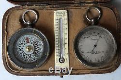Antique Edwardian Cased Pocket Barometer/thermometer/compass Compendium