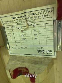Antique Ernst Leitz Wetzlar Microscope and storage box And Extras