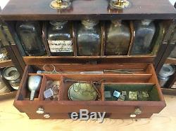 Antique Georgian Mahogany Apothecary Medicine Cabinet Box Bottles Scales Poison
