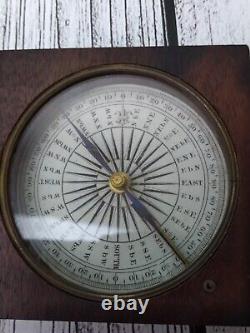 Antique Georgian Mahogany Cased Gentlemans Pocket Compass circa 1820 Steampunk