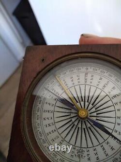 Antique Georgian Mahogany Cased Gentlemans Pocket Compass circa 1820 Steampunk