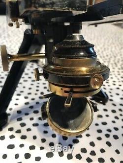 Antique Georgian Watson & Sons Brass Binocular Microscope Brass c. 1900/08, Case
