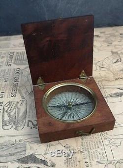 Antique Georgian compass, pocket, mahogany cased