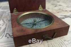 Antique Georgian compass, pocket, mahogany cased