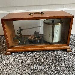 Antique Glazed Oak Cased SIMPLEX Barograph Clock Barometer by PILLISCHER LONDON