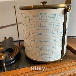 Antique Glazed Oak Cased SIMPLEX Barograph Clock Barometer by PILLISCHER LONDON