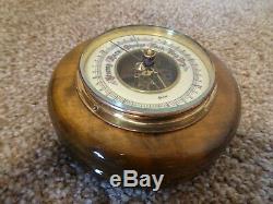 Antique Glossed Oak Circular Gischard Barometer Porcelain Dial (Wall Mountable)
