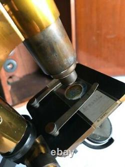 Antique Henry Crouch Compact Brass Student Microscope No. 5729, c1890s, Cased