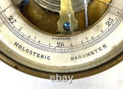 Antique Holosteric Barometer Brass Cased JOHN BRUCE & SONS LIVERPOOL Glass Broke