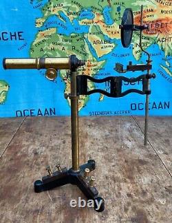 Antique Horizontal brass microscope 1890 Scientific instrument