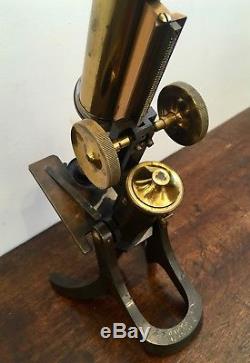 Antique J. Swift & Son Brass Microscope with Lenses in Original Box