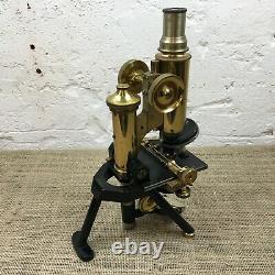 Antique J. Swift & Son London Brass Bacteriological Microscope & Roller Stage