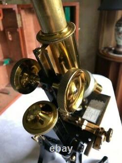 Antique J. Swift & Son Ltd Brass Microscope with Roller-stage, circa 1890, Cased