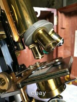 Antique J. Swift & Son Ltd Brass Microscope with Roller-stage, circa 1890, Cased