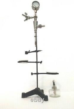 Antique Laboratory Tripod Stand Burner Vacuommeter Ceramic Rings Tube Holder