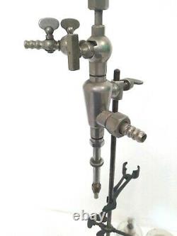 Antique Laboratory Tripod Stand Burner Vacuommeter Ceramic Rings Tube Holder