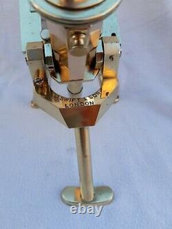 Antique Lacquered Brass Microscope By Swift Good Working Order