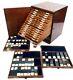 Antique Large Mahogany Microscope Slide Collectors Cabinet / Box With 350 Slides
