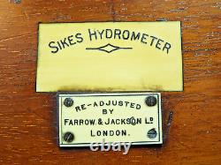 Antique Late Victorian Sikes Hydrometer By Farrow & Jackson London. Complete Set