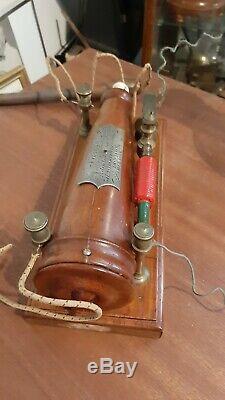 Antique MEDICAL ELECTROTHERAPIE CONICAL WOOD INDUCTION COIL GRIGG S 1873 SCIENCE