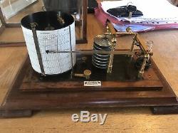 Antique Mahogany Cased Barograph Working Order