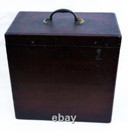 Antique Mahogany Scientific Instrument Case Box Hinged Lid Brass Stop Handle