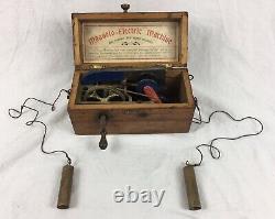 Antique Medical Doctors Quack Tool'Magneto Electric Machine' In Wooden Box