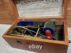 Antique Medical Doctors Quack Tool Magneto-Electric Machine In Wooden Box