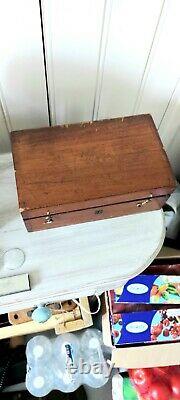 Antique Medical Philip Harris wood stand with human skull microscope Nachet fils