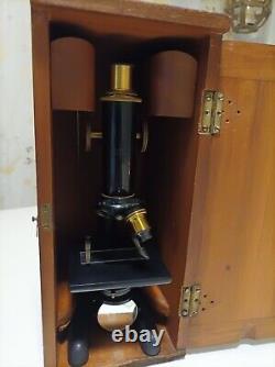 Antique Microscope. Bausch & Lomb Optical Co Rochester USA Microscope +lens Vgc