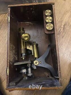 Antique Microscope Henry Crouch London 8056 Plus 3 Extra Lenses