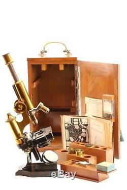 Antique Microscope Leitz Wetzlar No. 53442 + objectives, circa 1899 1900