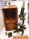 Antique Microscope Watson & Sons Wooden Case