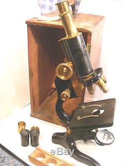 Antique Microscope Watson & Sons Wooden Case