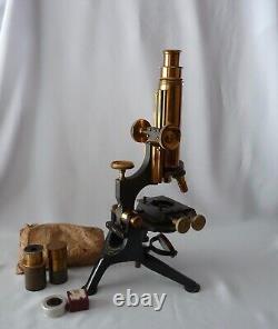 Antique Microscope Watson and Sons with Lenses and Slides, in Case