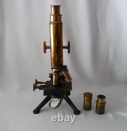 Antique Microscope Watson and Sons with Lenses and Slides, in Case