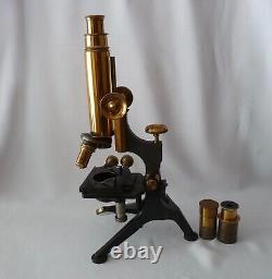 Antique Microscope Watson and Sons with Lenses and Slides, in Case