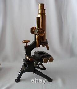 Antique Microscope Watson and Sons with Lenses and Slides, in Case