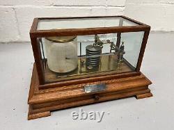 Antique Oak Cased Barograph With Silver Plaque Presented 1922 Gladstone Dock