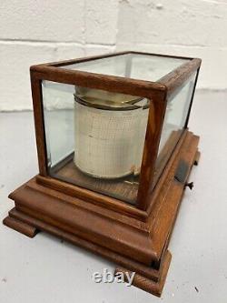 Antique Oak Cased Barograph With Silver Plaque Presented 1922 Gladstone Dock