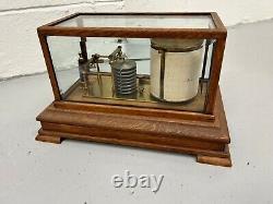 Antique Oak Cased Barograph With Silver Plaque Presented 1922 Gladstone Dock