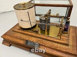 Antique Oak Cased Barograph With Silver Plaque Presented 1922 Gladstone Dock