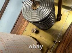 Antique Oak Cased Barograph With Silver Plaque Presented 1922 Gladstone Dock