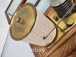 Antique Oak Cased Barograph With Silver Plaque Presented 1922 Gladstone Dock