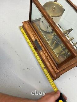 Antique Oak Cased Barograph With Silver Plaque Presented 1922 Gladstone Dock