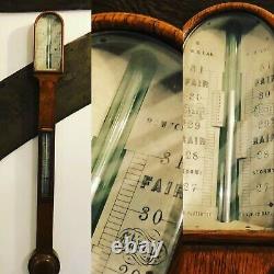 Antique Oak Stick Barometer By W B Lake Of Romford