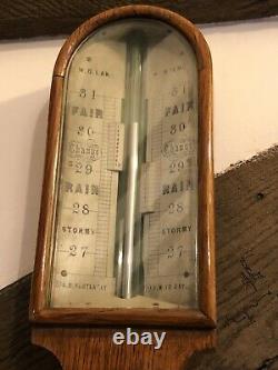Antique Oak Stick Barometer By W B Lake Of Romford