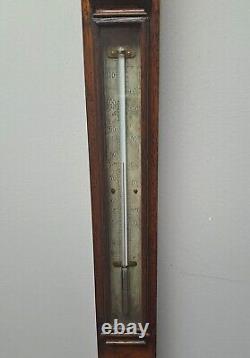 Antique Oak Wall Mounted Stick Barometer J. H. Steward London Victorian