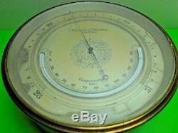 Antique Old Vintage Negretti & Zambra 382 4 3/4 Aneroid Barometer Thermometer