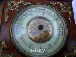 Antique Quality Desk Clock Barometer Set Weather Station